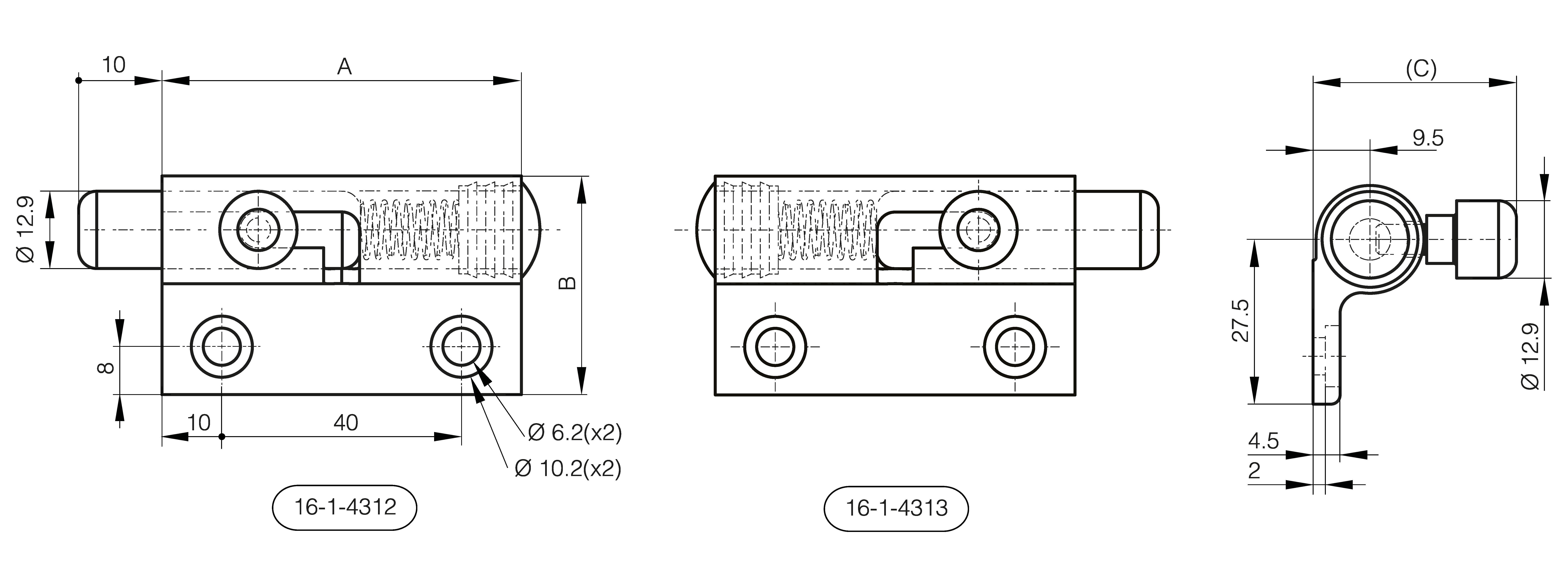 Springloaded bolt with locking system in aluminium